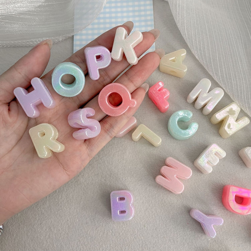 Jewelry Making Set - Bonbonfarbene 20mm Schillernde Acryl-Buchstabenperlen DIY-Set Alphabetperlen