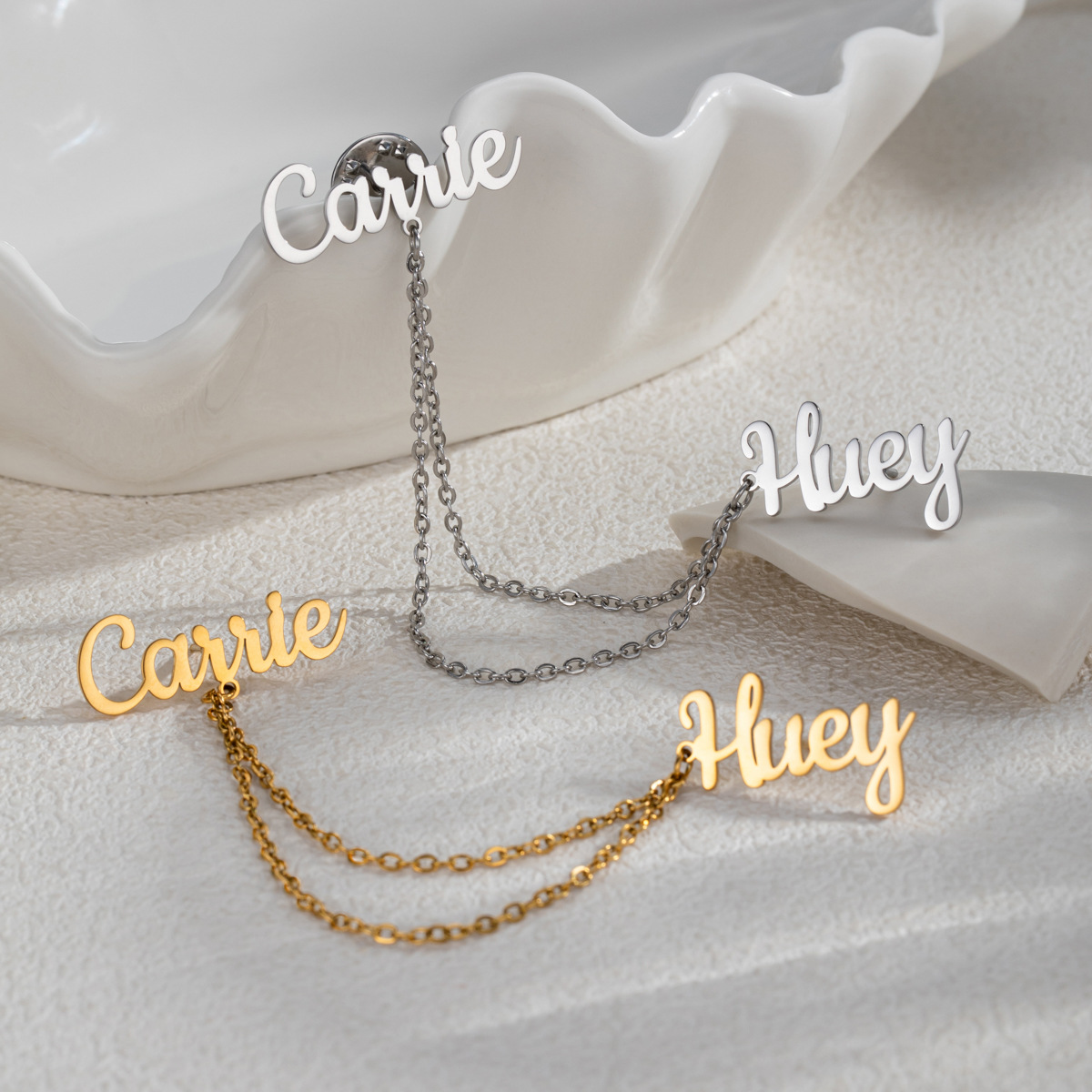 Jewelry Making Business - Modische 2-Namen-DIY-Anstecknadeln, personalisiertes Namensschild für Geschäftsleute,