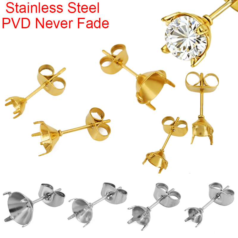 Jewelry Making Set - 20 Stück PVD-beschichtete, langlebige Edelstahl-Ohrringfassungen für