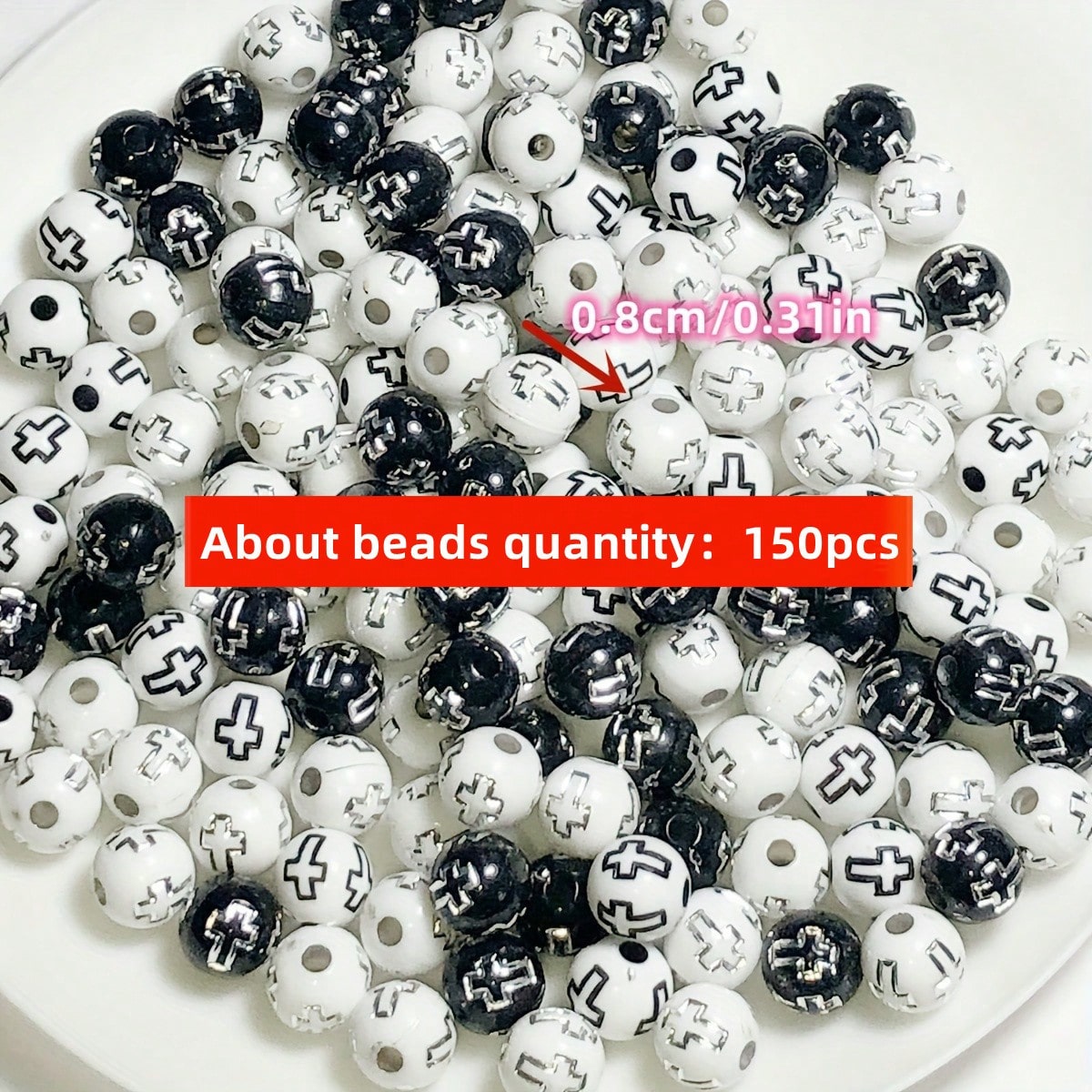 8 mm, 150 Stück, schwarz-weiße – Jewelry Making Business Bewertung und Preis
