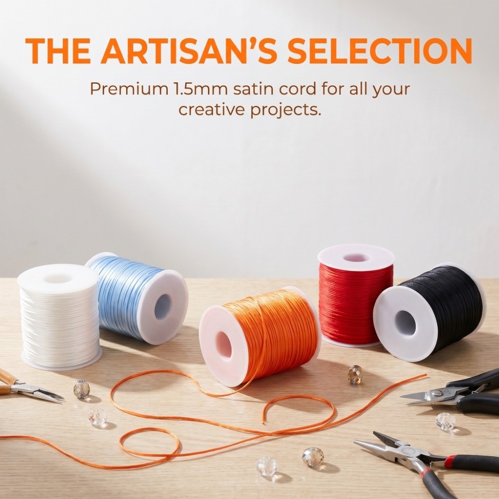 100m Bastelschnur 1,5mm Satin- – Knotting Cord Silk Bewertung und Preis